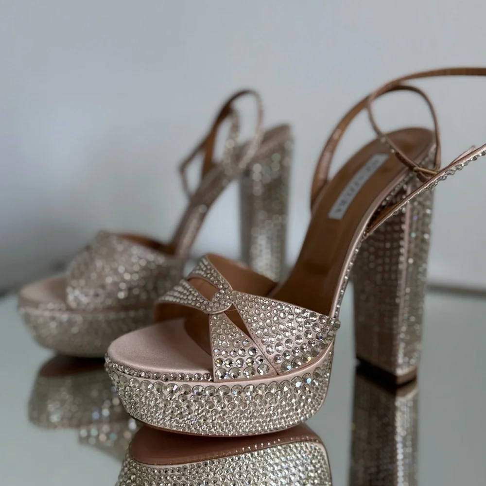New AQUAZZURA Sinner Crystal Plateau 140 41 $2,495